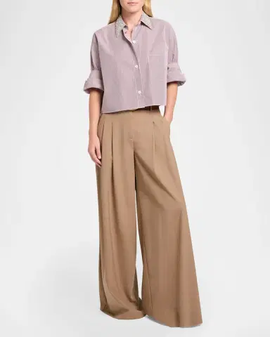 TWP Next Ex Striped Cropped Shirt with Crystal Collar | Thumbnail 6 TWP Next Ex Striped Cropped Shirt with Crystal Collar | Thumbnail 6