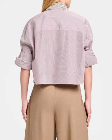 TWP Next Ex Striped Cropped Shirt with Crystal Collar | Thumbnail 7 TWP Next Ex Striped Cropped Shirt with Crystal Collar | Thumbnail 7