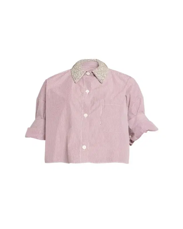Next Ex Striped Cropped Shirt with Crystal Collar