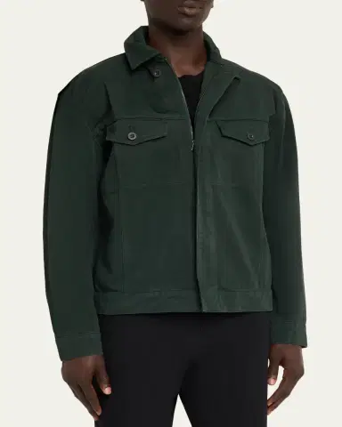 IM MEN Men's Cotton Full-Zip Trucker Jacket | Thumbnail 4 IM MEN Men's Cotton Full-Zip Trucker Jacket | Thumbnail 4