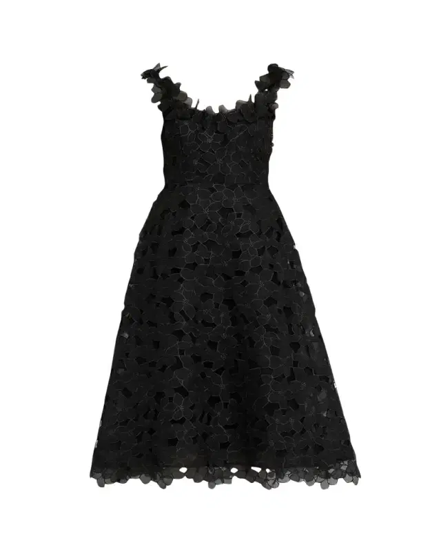 Rickie Freeman for Teri Jon Sleeveless Organza Lace Midi Dress