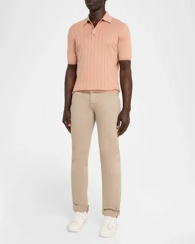 Kiton Men's Wide Rib Sea Island Cotton Polo Sweater | Thumbnail 6 Kiton Men's Wide Rib Sea Island Cotton Polo Sweater | Thumbnail 6