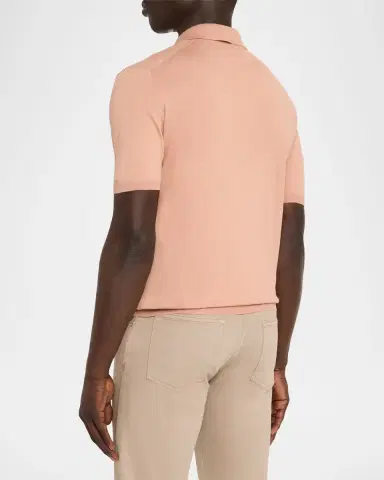 Kiton Men's Wide Rib Sea Island Cotton Polo Sweater | Thumbnail 7 Kiton Men's Wide Rib Sea Island Cotton Polo Sweater | Thumbnail 7