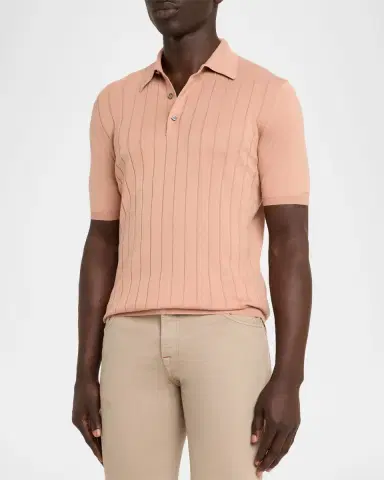 Kiton Men's Wide Rib Sea Island Cotton Polo Sweater | Thumbnail 8 Kiton Men's Wide Rib Sea Island Cotton Polo Sweater | Thumbnail 8