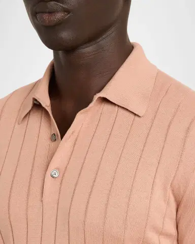 Kiton Men's Wide Rib Sea Island Cotton Polo Sweater | Thumbnail 9 Kiton Men's Wide Rib Sea Island Cotton Polo Sweater | Thumbnail 9