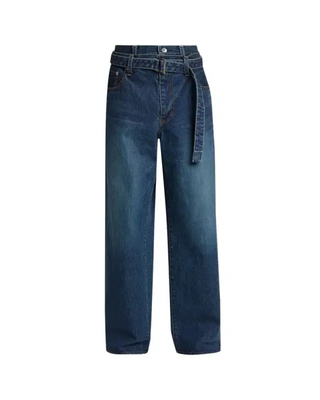 Men's Belted Double Waistband Jeans