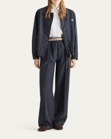 Prada Silk Straight-Leg Pull-On Pants | Thumbnail 2 Prada Silk Straight-Leg Pull-On Pants | Thumbnail 2