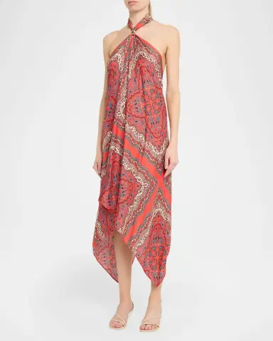 Cara Cara Twist Printed Silk Scarf Dress | Thumbnail 8 Cara Cara Twist Printed Silk Scarf Dress | Thumbnail 8