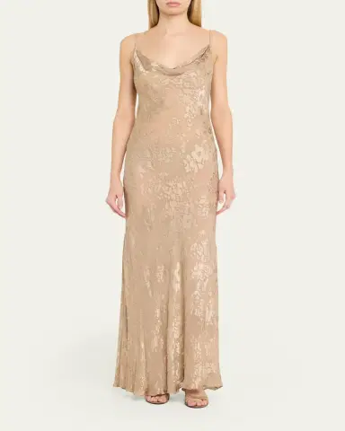 L'Agence Christine Burnout Satin Gown | Thumbnail 2 L'Agence Christine Burnout Satin Gown | Thumbnail 2