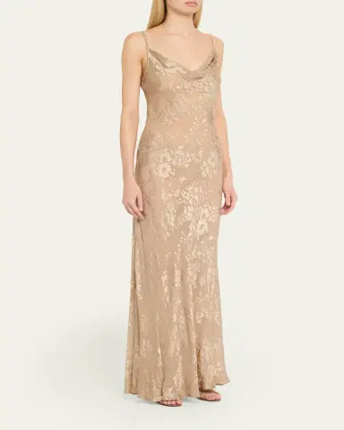 L'Agence Christine Burnout Satin Gown | Thumbnail 4 L'Agence Christine Burnout Satin Gown | Thumbnail 4