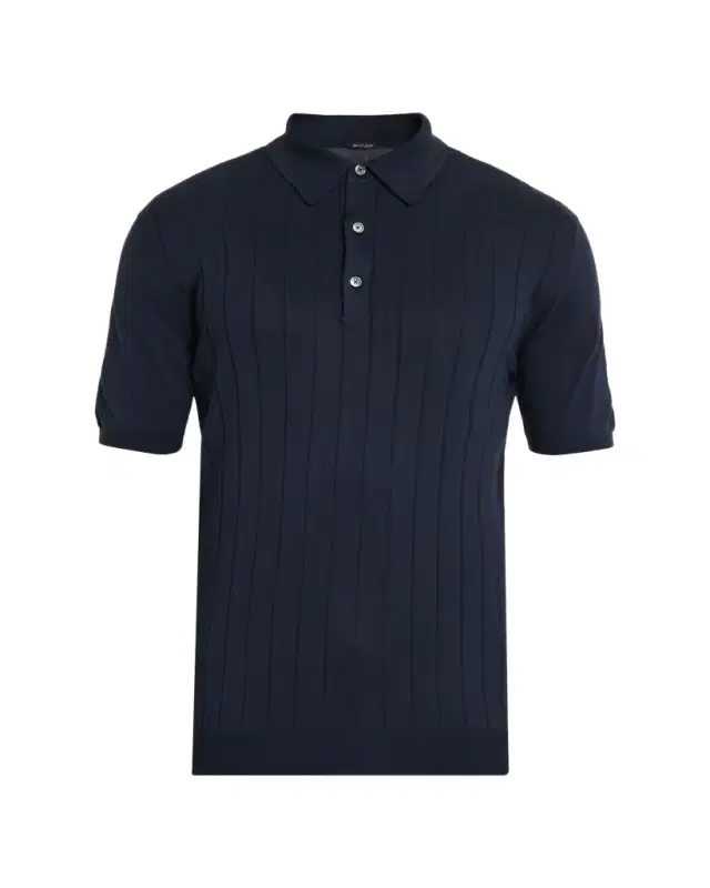 Men's Wide Rib Sea Island Cotton Polo Sweater