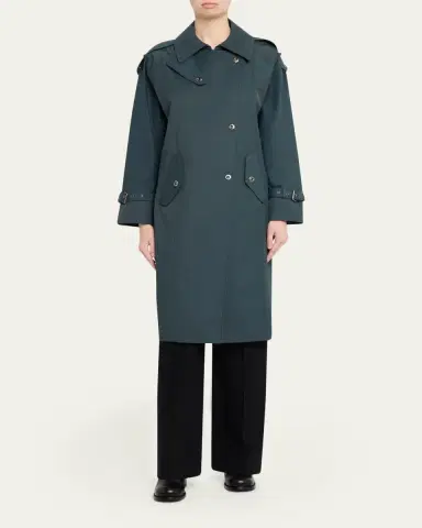 TWP Long Bogie Trench Coat in Water-Repellent Twill | Thumbnail 2 TWP Long Bogie Trench Coat in Water-Repellent Twill | Thumbnail 2