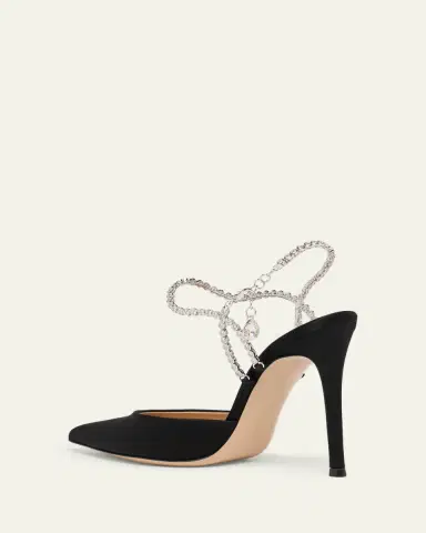 Gianvito Rossi 105mm Satin Crystal Ankle-Strap Pumps | Thumbnail 2 Gianvito Rossi 105mm Satin Crystal Ankle-Strap Pumps | Thumbnail 2