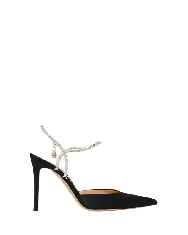 Gianvito Rossi 105mm Satin Crystal Ankle-Strap Pumps