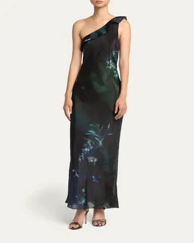 Giorgio Armani One-Shoulder Floral Silk Maxi Slip Dress | Thumbnail 4 Giorgio Armani One-Shoulder Floral Silk Maxi Slip Dress | Thumbnail 4