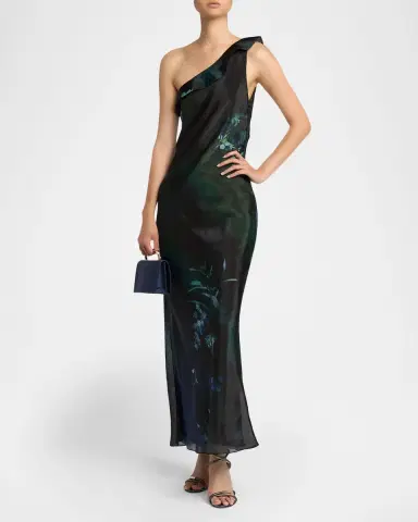 Giorgio Armani One-Shoulder Floral Silk Maxi Slip Dress | Thumbnail 8 Giorgio Armani One-Shoulder Floral Silk Maxi Slip Dress | Thumbnail 8