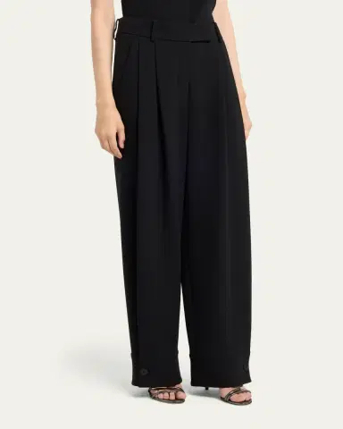Giorgio Armani Pleated Silk Wide-Leg Cuffed Trousers | Thumbnail 4 Giorgio Armani Pleated Silk Wide-Leg Cuffed Trousers | Thumbnail 4