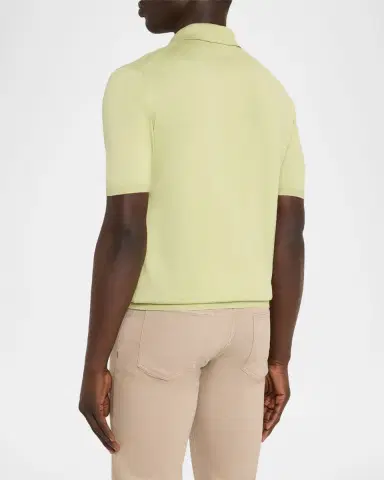 Kiton Men's Wide Rib Sea Island Cotton Polo Sweater | Thumbnail 3