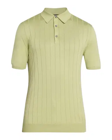 Kiton Men's Wide Rib Sea Island Cotton Polo Sweater | Thumbnail 1