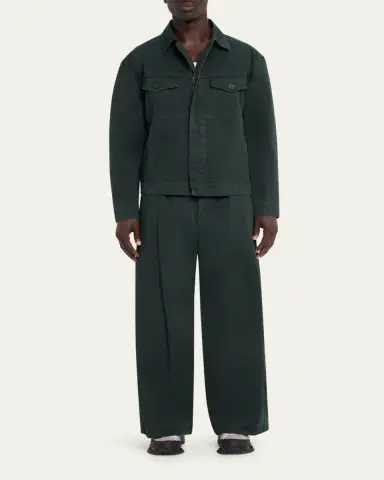 IM MEN Men's Cotton Double-Pleated Wide Leg Trousers | Thumbnail 2 IM MEN Men's Cotton Double-Pleated Wide Leg Trousers | Thumbnail 2