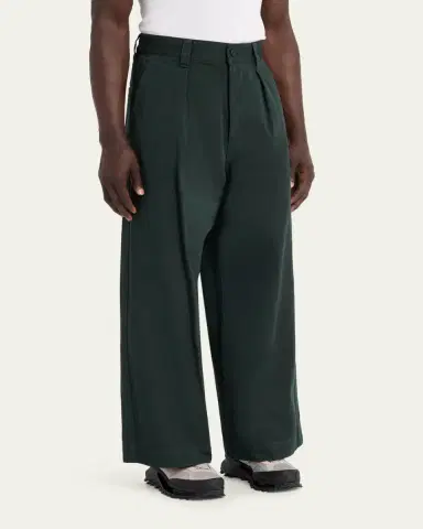 IM MEN Men's Cotton Double-Pleated Wide Leg Trousers | Thumbnail 4 IM MEN Men's Cotton Double-Pleated Wide Leg Trousers | Thumbnail 4