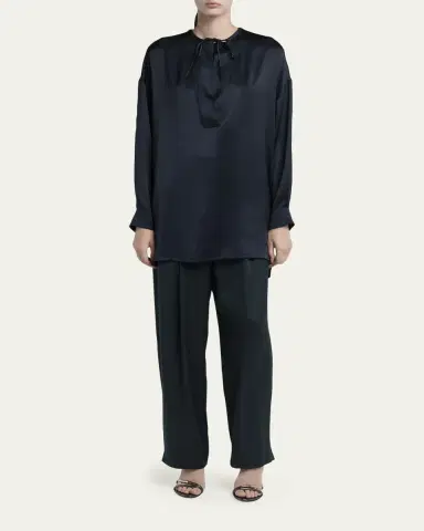 Giorgio Armani Long-Sleeve Silk Tunic Shirt | Thumbnail 2 Giorgio Armani Long-Sleeve Silk Tunic Shirt | Thumbnail 2
