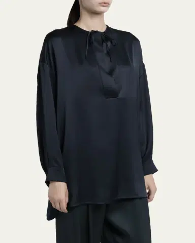 Giorgio Armani Long-Sleeve Silk Tunic Shirt | Thumbnail 4 Giorgio Armani Long-Sleeve Silk Tunic Shirt | Thumbnail 4