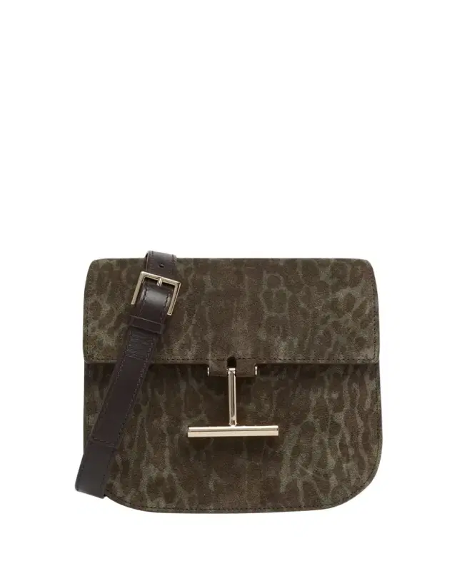 Tara Mini Crossbody Bag in Ocelot-Printed Suede
