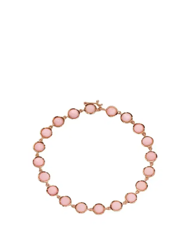 18K Rose Gold Classic Bracelet with 5mm Pink Opals, 7"L