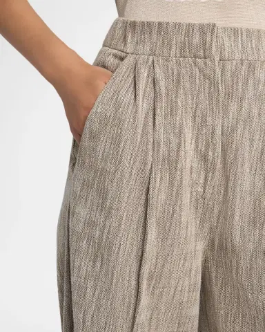 Giorgio Armani Pleated Cotton Jacquard Tapered-Leg Trousers | Thumbnail 9