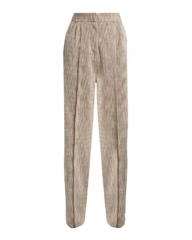 Pleated Cotton Jacquard Tapered-Leg Trousers