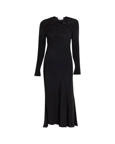 Victoria Beckham Gathered Satin Chain Necklace Long-Sleeve Maxi Dress | Thumbnail 1 Victoria Beckham Gathered Satin Chain Necklace Long-Sleeve Maxi Dress | Thumbnail 1