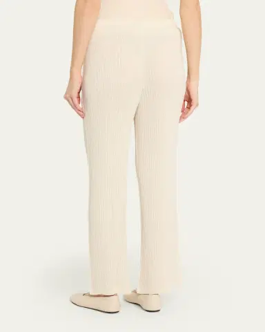 Issey Miyake Hatching Plisse Knit Straight-Leg Pull-On Pants | Thumbnail 3