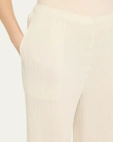 Issey Miyake Hatching Plisse Knit Straight-Leg Pull-On Pants | Thumbnail 5