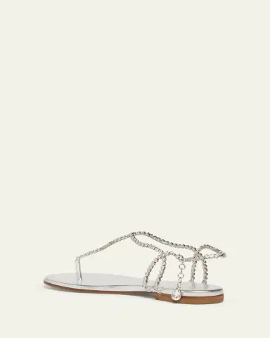 Gianvito Rossi Metallic Leather Crystal Flat Sandals | Thumbnail 2 Gianvito Rossi Metallic Leather Crystal Flat Sandals | Thumbnail 2