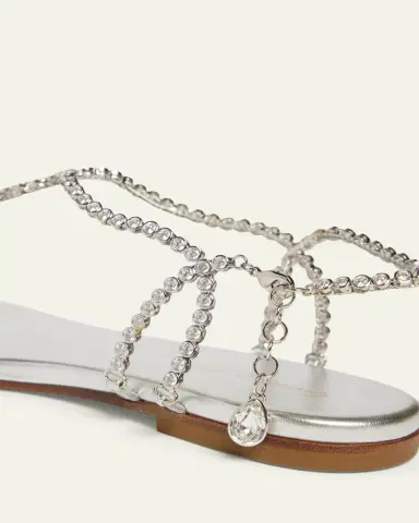 Gianvito Rossi Metallic Leather Crystal Flat Sandals | Thumbnail 3 Gianvito Rossi Metallic Leather Crystal Flat Sandals | Thumbnail 3