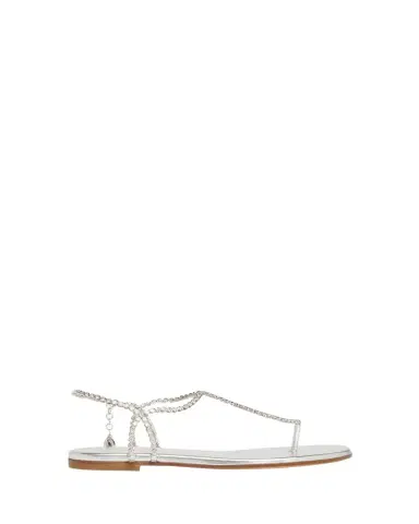 Gianvito Rossi Metallic Leather Crystal Flat Sandals | Thumbnail 1 Gianvito Rossi Metallic Leather Crystal Flat Sandals | Thumbnail 1
