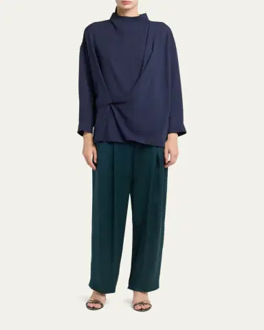 Giorgio Armani Pleated Silk Straight-Leg Trousers | Thumbnail 2 Giorgio Armani Pleated Silk Straight-Leg Trousers | Thumbnail 2