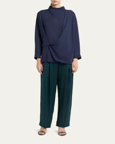 Giorgio Armani Draped Silk Georgette Shirt | Thumbnail 2