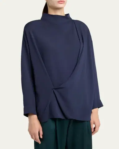 Giorgio Armani Draped Silk Georgette Shirt | Thumbnail 4