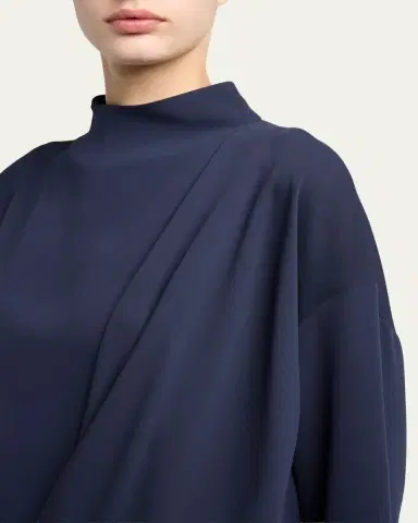 Giorgio Armani Draped Silk Georgette Shirt | Thumbnail 5
