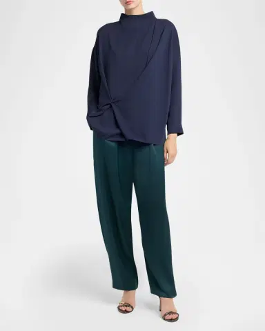 Giorgio Armani Draped Silk Georgette Shirt | Thumbnail 6