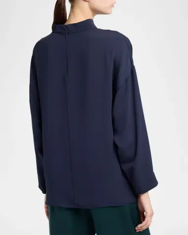 Giorgio Armani Draped Silk Georgette Shirt | Thumbnail 7