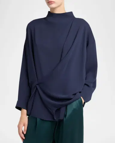 Giorgio Armani Draped Silk Georgette Shirt | Thumbnail 8