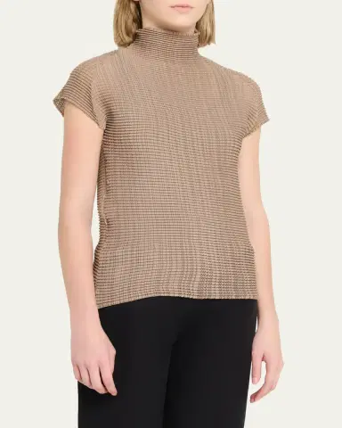 Issey Miyake Wooly Pleats Mock-Neck Top | Thumbnail 4