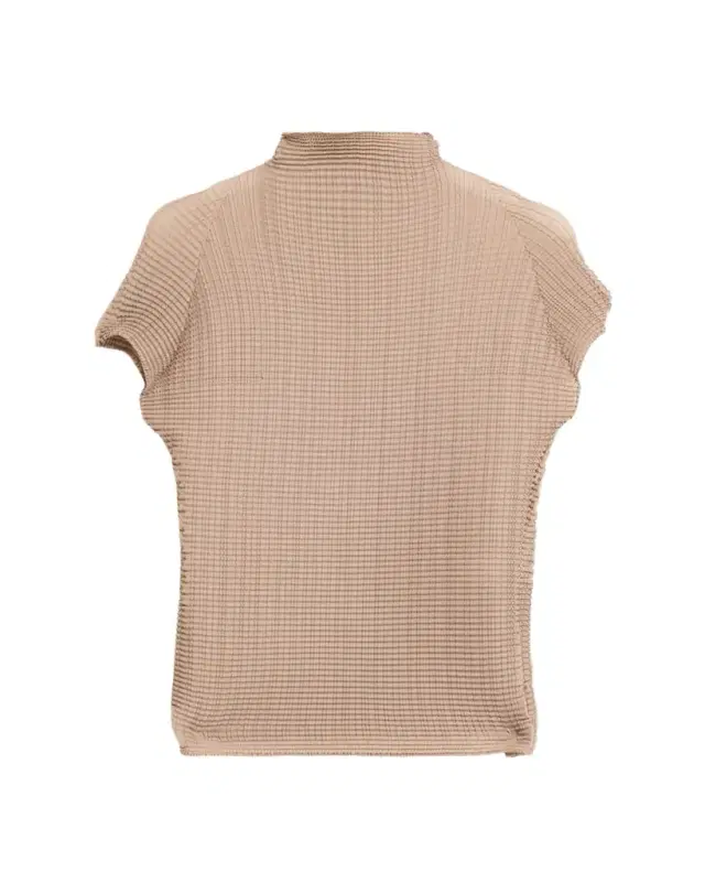 Wooly Pleats Mock-Neck Top
