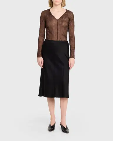 Issey Miyake Long-Sleeve Sheer Pleated V-Neck Shirt | Thumbnail 5