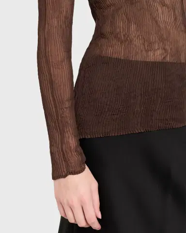Issey Miyake Long-Sleeve Sheer Pleated V-Neck Shirt | Thumbnail 8