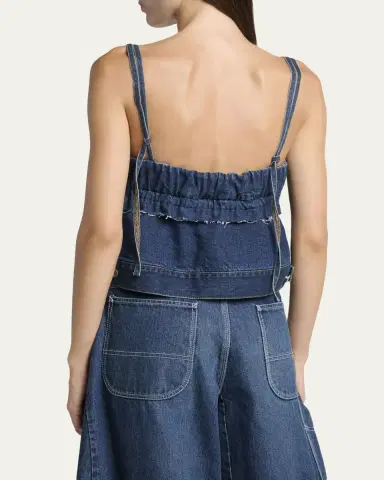 SACAI Denim Sleeveless Crop Peplum Top | Thumbnail 3 SACAI Denim Sleeveless Crop Peplum Top | Thumbnail 3