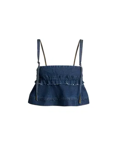 SACAI Denim Sleeveless Crop Peplum Top | Thumbnail 1 SACAI Denim Sleeveless Crop Peplum Top | Thumbnail 1